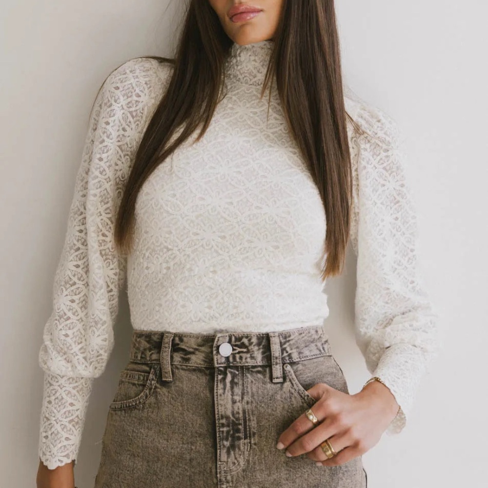 Böhme Clara Embroidered Mesh Top - S / Ivory